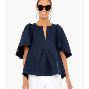 Navy Finley Flutter Sleeve Top by Pomander Place
